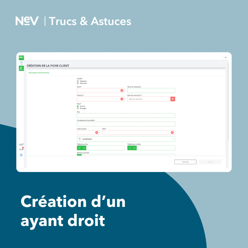 Vignette truc et astuce smart rx création d'un ayant droit sans carte vitale dans le nev