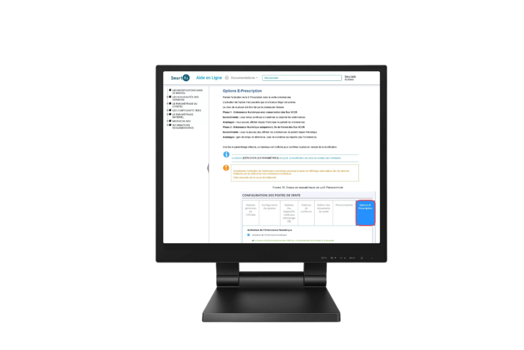 Capture d'écran du tutoriel sur l'ordonnance numérique dans l'aide en ligne du logiciel Smart Rx